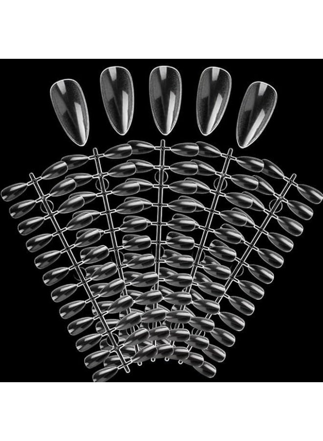 أظافر صناعية بتغطية كاملة، أطراف أكريليك جل ناعمة، أظافر صناعية مدببة، تصاميم مانيكير، ديكور للنساء والفتيات، صالون منزلي، 24 قطعة (ورقة واحدة) شفافة - Image 1